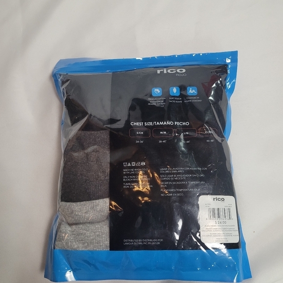 New Rico 3 Pack Men's Cotton Modern Tank Top Black Gray Assorted Size XL - Picture 6 of 9